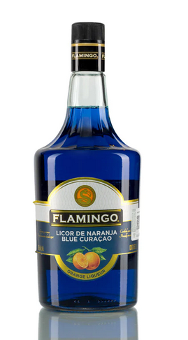 Licor Blue curacao  / botella, 1 uni., 1000 ml = (33.81 oz.  ) / Flamingo,