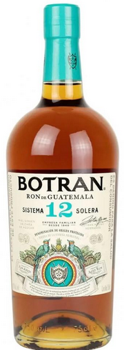 Ron añejo 12 años  / botella, 1 uni., 375 ml = (12.68 oz.  ) / Botran,