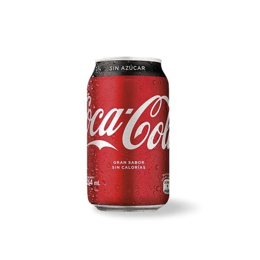 Gaseosa cola sin azucar  / lata, 1 uni., 450 ml = (11.97 oz.  ) / Coca Cola,