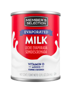 Leche evaporada   / lata, 1 uni., 354 ml = (12 oz.  ) / Member's Selection,
