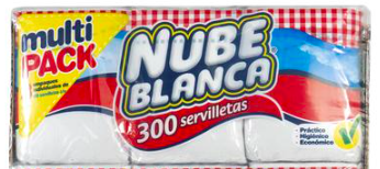 Producto Servilletas rectangulares / Paquete, 1 uni., 300 unidades x paquete = (300 uni.) / Nube Blanca